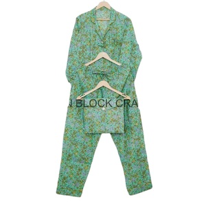 Ensembles de pyjamas en coton pour l'automne et l'hiver, tissu doux, respirant, à séchage rapide, imprimé floral, taille élastique, pour les nuits d'enfants et les week-ends - Product Image 1