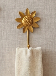 Golden Sunflower Wall <b>Hook</b> Metal Flower Design <b>Hook</b> <b>for</b> Clothing Storage Novelty Style Decorative <b>Hanging</b> Rack - Product Image 4
