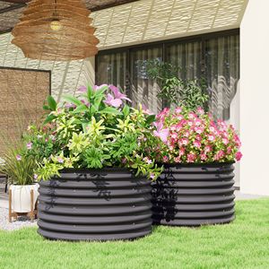 Grandi Fioriere in Metallo Grigio Scuro con Design Classico e Bordi di Sicurezza per Facile Montaggio - Product Image 2
