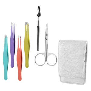 1 ensemble de pinces à sourcils colorées, Kit de coupe-sourcils en acier inoxydable, Portable, léger, cosmétique de voyage - Product Image 1