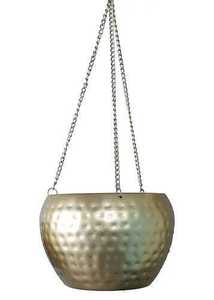 Set of 3Hanging Planter Pot With Chain For Indoor Outdoor Plants Decorative Gold Finish Circular Design Minimalist Style - Product Image 3