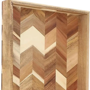 Plateau de service en bois artisanal indien, écologique, de forme rectangulaire, design classique, pour bar et jardin, passe au lave-vaisselle, durable - Product Image 1