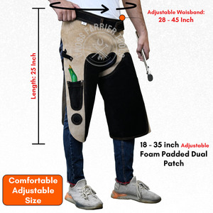 Venta al por mayor de cuero de gamuza genuino y lona Chaps Delantal Herradura Delantal 27 Longitud 18 a 35 Espuma ajustable acolchado doble parche - Product Image 5