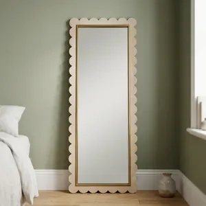 Scalloped Wooden Framed <b>Mirror</b> <b>Rectangle</b> Modern Design Freestanding Home Decor - Product Image 4