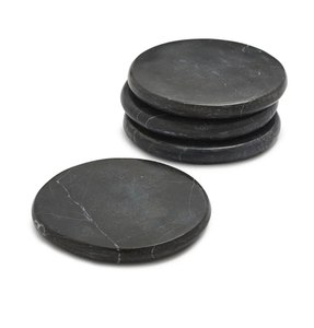 Juego de Posavasos Redondos de Piedra de Primera Calidad, Modernos, Antideslizantes, Decoración de Mesa de Mármol Negro, para Bebidas y Café - Product Image 1