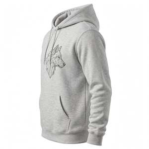 Sudadera con capucha de forro polar grueso para hombre, diseño geométrico de lobo, estilo oversize, informal, para invierno. - Product Image 3