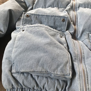 Custom Men Padded Denim Jacket Thick Warm <b>Bubble</b> <b>Coat</b> Quilted Insulated Winter Outerwear Filled Jacket Casual Streetwear OEM - Product Image 6