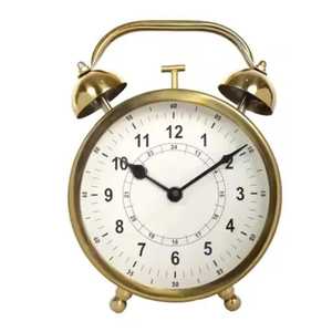 Reloj de Escritorio Redondo Dorado Metálico Moderno, Base Compacta con Espejo, Reloj Despertador Analógico de Mesa, Reloj de Cuarzo Silencioso para Mesa de Noche - Product Image 6