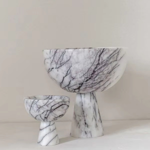 <b>White</b> and Grey Resin Pedestal Bowl Elegant Decorative Display <b>Stand</b> for Dining Table Events Parties and Home Decor Centerpiece - Product Image 1