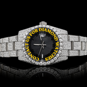 Reloj de pulsera artesanal con caja redonda, esfera con números romanos, oro blanco, diamantes de moissanita, movimiento de cuarzo, colección exclusiva para hombre - Product Image 4