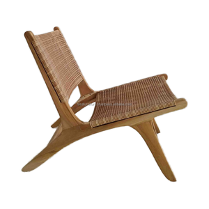 Diseño moderno madera maciza de teca al aire libre playa jardín salón relajarse sillas respetuosas con el medio ambiente PE sintético ratán duradero hogar Villa Hotel - Product Image 1