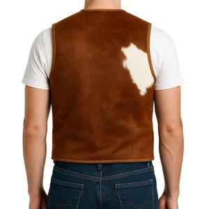 Gilet en cuir de vachette véritable de haute qualité pour hommes, vente en gros, nouveau design, gilet en cuir respirant pour hommes, design personnalisé - Product Image 2