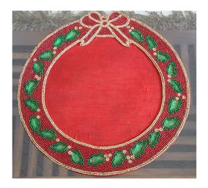Top Quality Handmade Unique Design Christmas Wreath Handmade <b>Beaded</b> Table Mat <b>Beaded</b> Charger <b>Placemat</b> - Product Image 1