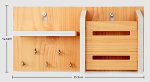 Handcrafted Wooden Wall Mounted Key Holder with Mail Organizer <b>Shelf</b> Rustic Entryway Key Rack for Home Office - Product Image 2