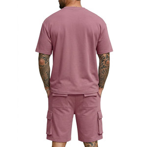 Ensemble court pour homme, tenue décontractée d'été, chemise à manches courtes et short, streetwear respirant avec logo personnalisé, motif uni - Product Image 6