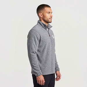 Pull en molleton gris à col montant et fermeture éclair quart de tour pour homme Dumela avec logo brodé, coupe classique, vêtement décontracté d'automne - Product Image 4