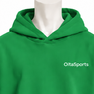 Sweat à capuche vert double couche surdimensionné à manches superposées, pull à épaules tombantes, streetwear décontracté, mode, épais, personnalisé - Product Image 3