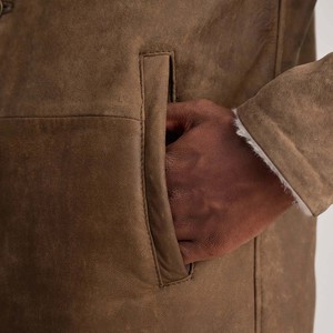 Custom Unisex Double <b>Face</b> Leather Thick Knitted Denim Leather Jacket Cotton Shell Waterproof Quick Dry Windproof Anti-Shrink - Product Image 6