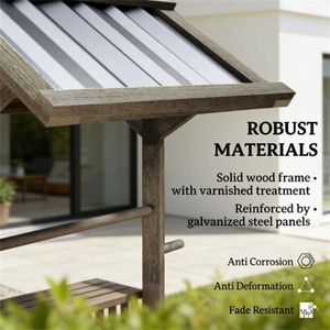 Fioriera a Forma di Pozzo dei Desideri in Legno Grigio Chiaro, Eleganti Vasi per Decorazioni da Esterno - Product Image 2