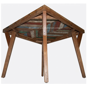 Mesa de Comedor Minimalista de 2 Plazas, Estilo Flecha, Hecha a Mano con Madera Reciclada de Barco, Ecológica, de DIVADI - Product Image 3