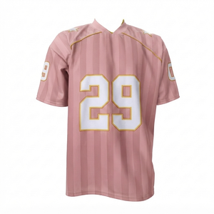 Maillot de football rayé rose personnalisé style vintage numéro 29 – Vêtements de sport en gros pour équipes sportives – Fabricant d'uniformes - Product Image 1