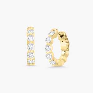 Pendientes de Aro Clásicos con Diamantes, Personalizados, 1 Quilate, Redondos, Cultivados en Laboratorio, Delicados, Minimalistas, para Uso Diario, Tipo Huggies, Oro Sólido de 14K y 18K - Product Image 1