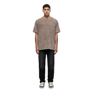 T-shirt unisexe en coton pour homme, coupe oversize, délavé à l'acide, manches courtes, col rond, anti-plis, longueur longue, prix de gros - Product Image 2
