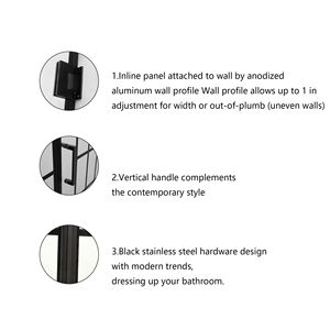Porta doccia senza cornice 34 \ "W X 72 \" H con motivo vetro a ingresso aperto in porta doccia nero opaco - Product Image 3