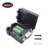 Conector D-sub DB9 de 9 Pines Personalizado de Alta Calidad, Niquelado, Tipo Tornillo Hembra, Carcasa Negra, Clasificación 5A, 16-30 AWG, Alimentación/PCB