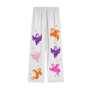 Pantalon large taille haute pour femme, respirant, broderie de personnages de Noël, taille élastique, coupe décontractée, toutes saisons, vente en gros - Product Image 2