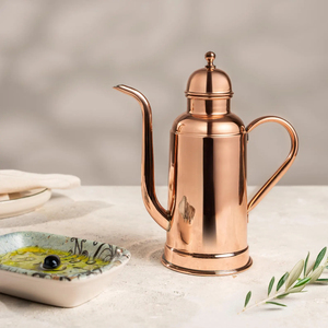 Dallah arabe de style fabuleux en cuivre martelé avec poignée en laiton, taille et forme personnalisables disponibles, vaisselle en métal - Product Image 6