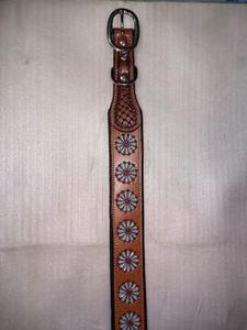 Cinturones de Cuero Genuino Hechos a Mano de Primera Calidad con Hebilla Clásica y Adornos Geométricos, Ecológicos, Duraderos, Estilo Vaquero Occidental - Product Image 4