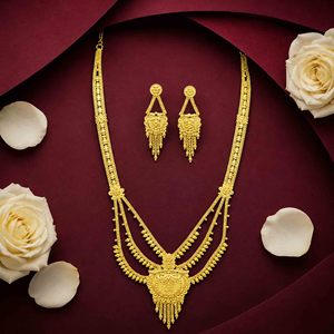 Wholesale Brass 14K 18K 24K Micron Gold Rani Haar Bridal Long Necklaces Traditional Dubai Style Gold Filled Jewelry Oro Joyeria - Product Image 2