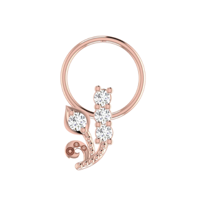 ต่างหูเพชรแท้ทรงกลมเจียระไนแบบบริลเลียนท์ 14K ทองคำ ประดับด้วยลายดอกไม้และเถาวัลย์ ได้รับการรับรองจาก GIA น้ำหนัก 0.08 กะรัต สำหรับผู้หญิง - Product Image 2