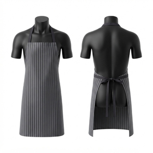 Delantal de Chef Premium de Polialgodón 240 GSM con Panel de Pinstripe, Bordado de Logotipo Personalizado, Ropa de Trabajo Duradera para Cocina, Lazos Ajustables - Product Image 1