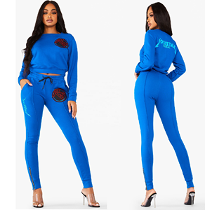 Ensemble 2 pièces col ras du cou pour femme, costume, pull, moulant, survêtement pour dames, Style personnalisé directement d'usine - Product Image 1