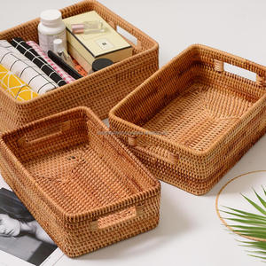 Bandeja de Ratán Redonda Resistente, Ideal para Servir Aperitivos, Frutas y Almacenamiento Diario en la Mesa del Hogar, Vietnam - Product Image 3