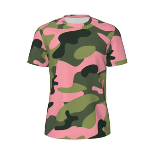 Camiseta de Manga Corta con Estampado de Camuflaje Rosa para Hombre, Logotipo Personalizado, Premium, Corte Regular, Cuello Redondo, Estilo Casual, Tejido Transpirable - Product Image 5