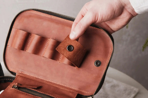 Leather Cosmetic <b>Case</b> Medium Size Vintage Style Zipper Closure Durable Travel Toiletries <b>Organizer</b> - Product Image 4