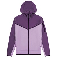 Survêtement unisexe violet uni à blocs de couleur, fermeture éclair intégrale, col montant, vêtement de sport décontracté avec poches latérales, coupe classique pour l'automne