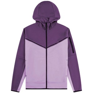 Chándal Unisex Morado de Color Sólido con Bloques de Color, Cremallera Completa, Cuello Alto, Ropa Deportiva Casual con Bolsillos Laterales, para Otoño, Corte Regular - Product Image 2