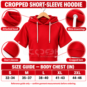 Sudadera Corta con Capucha Roja de Manga Corta para Hermanas de la Hermandad Cosh International, Color Sólido, Algodón Transpirable, Informal - Product Image 6