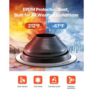 2 pz stivali lampeggianti EDPM neri ad alta temperatura per 6 \ "-11 \" tubi di scarico in metallo tubo del tetto adatto - Product Image 3