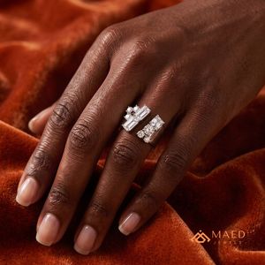 Anillo de Moissanita para Mujer, Corte Esmeralda, Banda Ancha, Plata de Ley 925, Anillo de Compromiso Moderno, Joyería de Moda de Los Ángeles - Product Image 5
