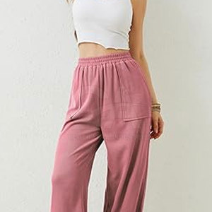 Daily Wear <b>Pants</b> Women Cotton Blend <b>Summer</b> <b>Pants</b> Mid Waist Straight Leg Women Trendy <b>Summer</b> Trousers Lightweight Loose Fit - Product Image 4