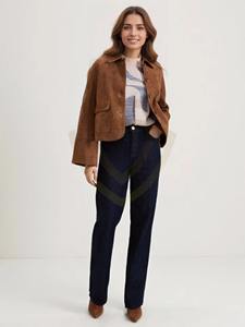 เสื้อแจ็คเก็ตหนังกลับสไตล์วินเทจสำหรับผู้หญิงแฟชั่นฤดูใบไม้ร่วง  ปกคอพับ แขนยาว - Product Image 4