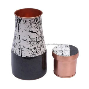 Jarra de botella de agua de cobre puro con estampado de esmalte clásico de primera calidad con beneficios de salud Ayurveda para tarro de dormitorio - Product Image 5