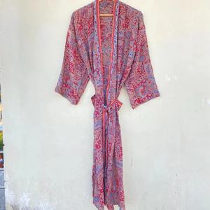 Naranja indio seda vintage indio hecho a mano Sari kimono - Product Image 1
