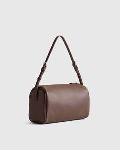 Sac à main unisexe en cuir véritable de forme tonneau avec décoration boutonnée, fermeture éclair, élégant, luxueux, tendance, décontracté pour un usage quotidien - Product Image 2