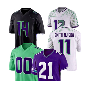 เสื้อเจอร์ซีย์อเมริกันฟุตบอลผู้ชายแบบใหม่ขายส่ง ไซส์ใหญ่ ปักลายปักชื่อทีมได้ตามสั่ง แขนสั้น ผ้า 100% - Product Image 3